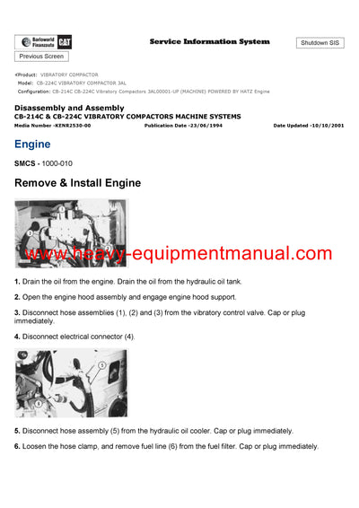 DOWNLOAD CATERPILLAR CB-224C VIBRATORY COMPACTOR SERVICE REPAIR MANUAL 3AL