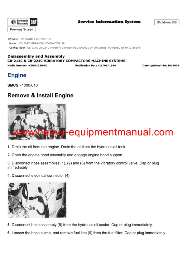 DOWNLOAD CATERPILLAR CB-224C VIBRATORY COMPACTOR SERVICE REPAIR MANUAL 3AL