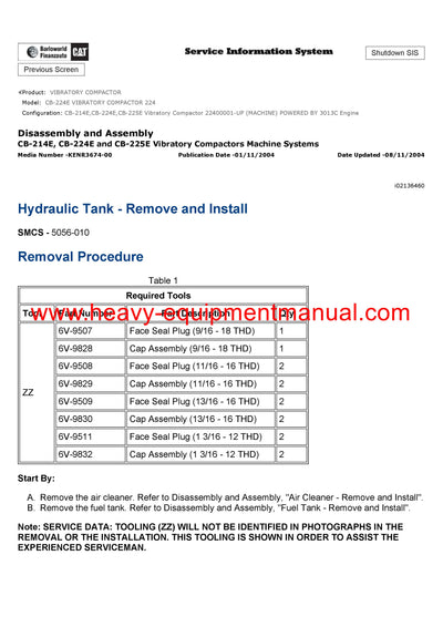 Download Caterpillar CB-224E VIBRATORY COMPACTOR Service Repair Manual 224