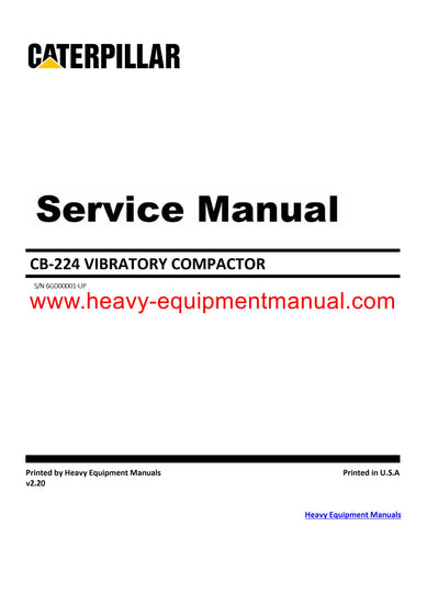 Caterpillar CB 224 VIBRATORY COMPACTOR Full Complete 6GD Service Repair Manual PDF