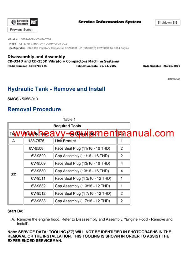 Download Caterpillar CB-334D VIBRATORY COMPACTOR Service Repair Manual DCZ