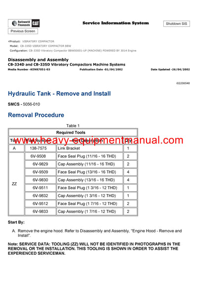 Download Caterpillar CB-335D VIBRATORY COMPACTOR Service Repair Manual BBW