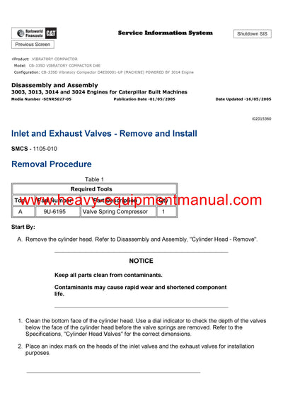 Download Caterpillar CB-335D VIBRATORY COMPACTOR Service Repair Manual D4E