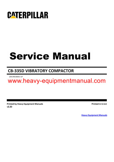 DOWNLOAD CATERPILLAR CB-335D VIBRATORY COMPACTOR SERVICE REPAIR MANUAL D4E