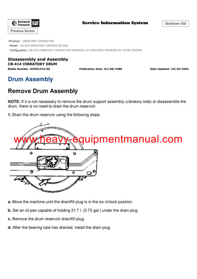 Caterpillar CB 414 VIBRATORY COMPACTOR Full Complete 6KD ServiceRepair Manual PDF