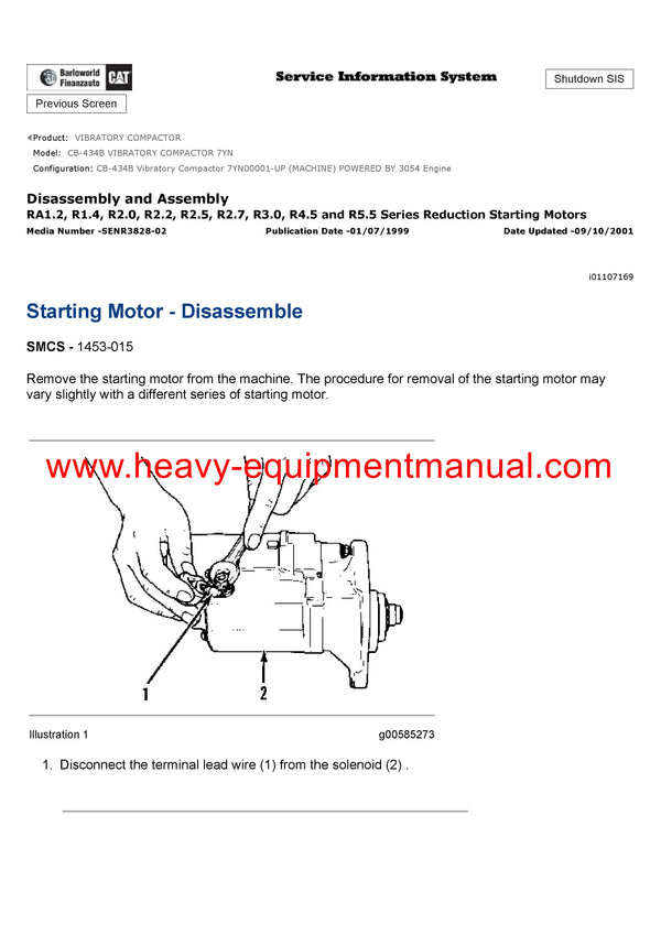 Download Caterpillar CB-434B VIBRATORY COMPACTOR Service Repair Manual 7YN