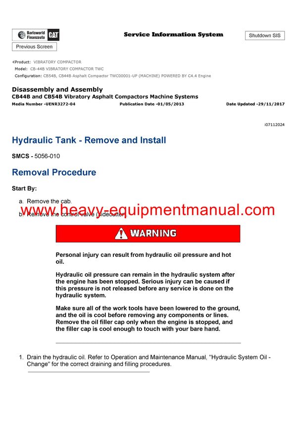 Download Caterpillar CB-44B VIBRATORY COMPACTOR Service Repair Manual TWC