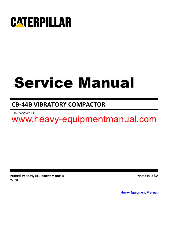 Caterpillar CB 44B VIBRATORY COMPACTOR Full Complete TWC Service Repair Manual PDF