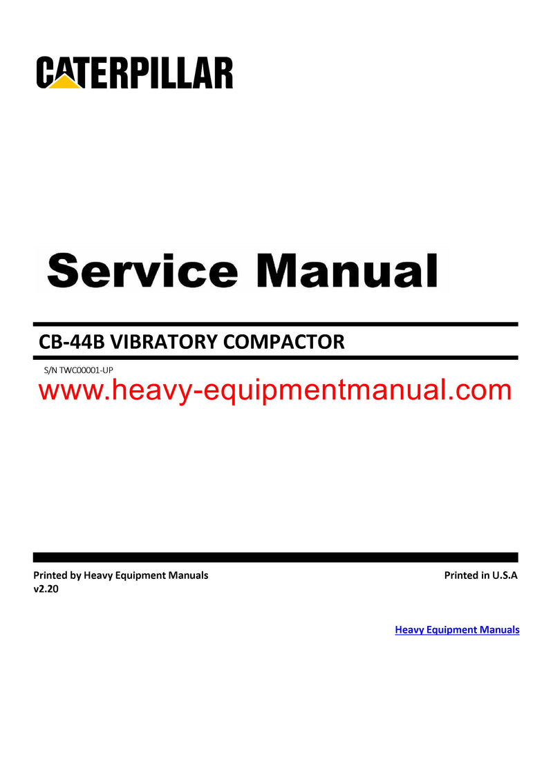 Caterpillar CB 44B VIBRATORY COMPACTOR Full Complete TWC Service Repair Manual PDF