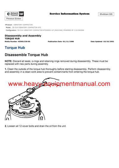 DOWNLOAD CATERPILLAR CB-514 VIBRATORY COMPACTOR SERVICE REPAIR MANUAL 6YD