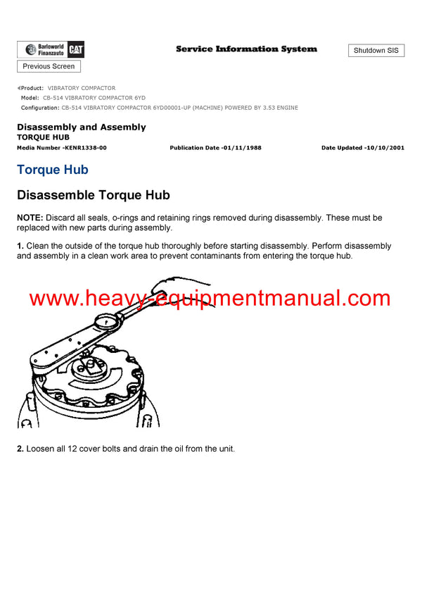 DOWNLOAD CATERPILLAR CB-514 VIBRATORY COMPACTOR SERVICE REPAIR MANUAL 6YD