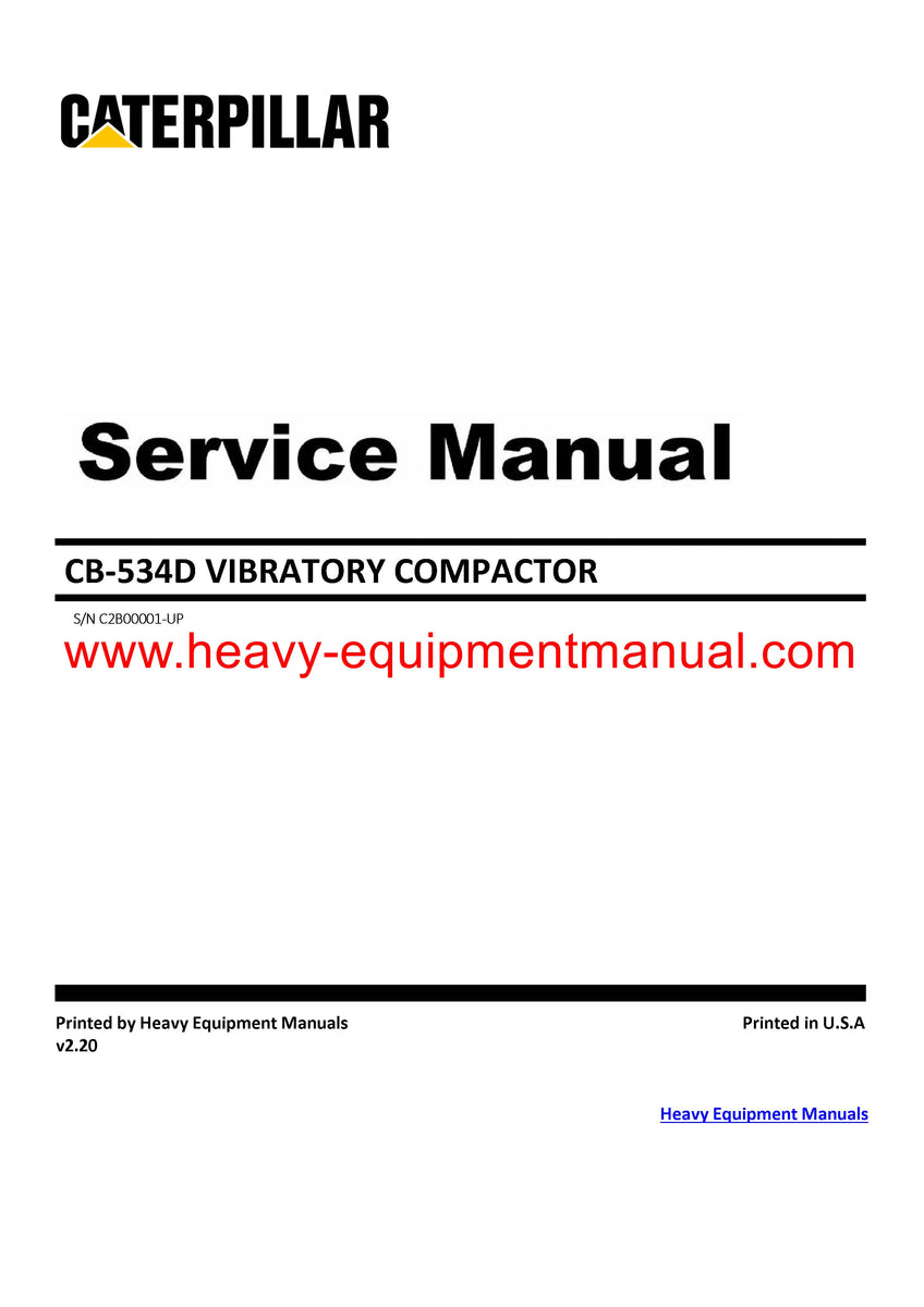 Download Caterpillar Cb 534d Vibratory Compactor Full Complete Service 