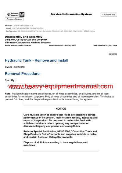 Download Caterpillar CB-534D VIBRATORY COMPACTOR Service Repair Manual FGH