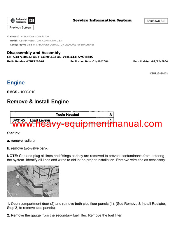 Download Caterpillar CB-534 VIBRATORY COMPACTOR Service Repair Manual 2EG