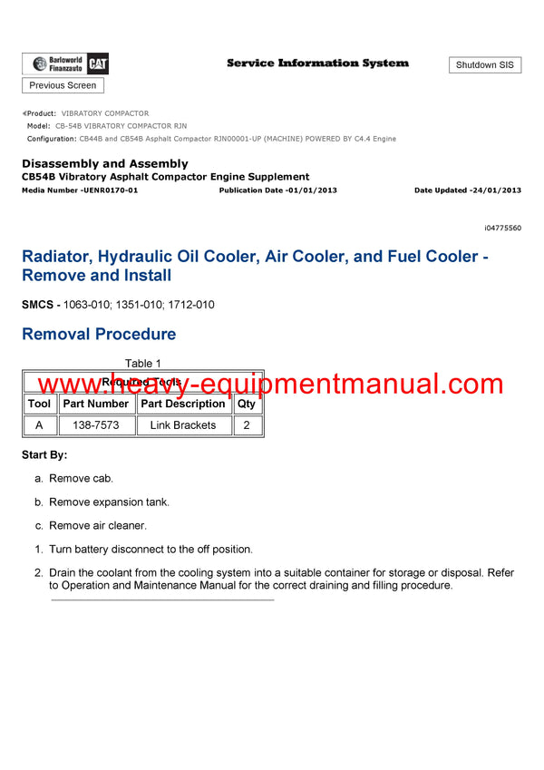 DOWNLOAD CATERPILLAR CB-54B VIBRATORY COMPACTOR SERVICE REPAIR MANUAL RJN