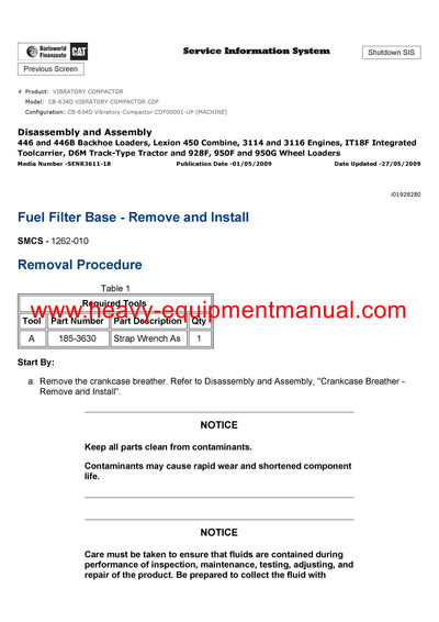 Download Caterpillar CB-634D VIBRATORY COMPACTOR Service Repair Manual CDF