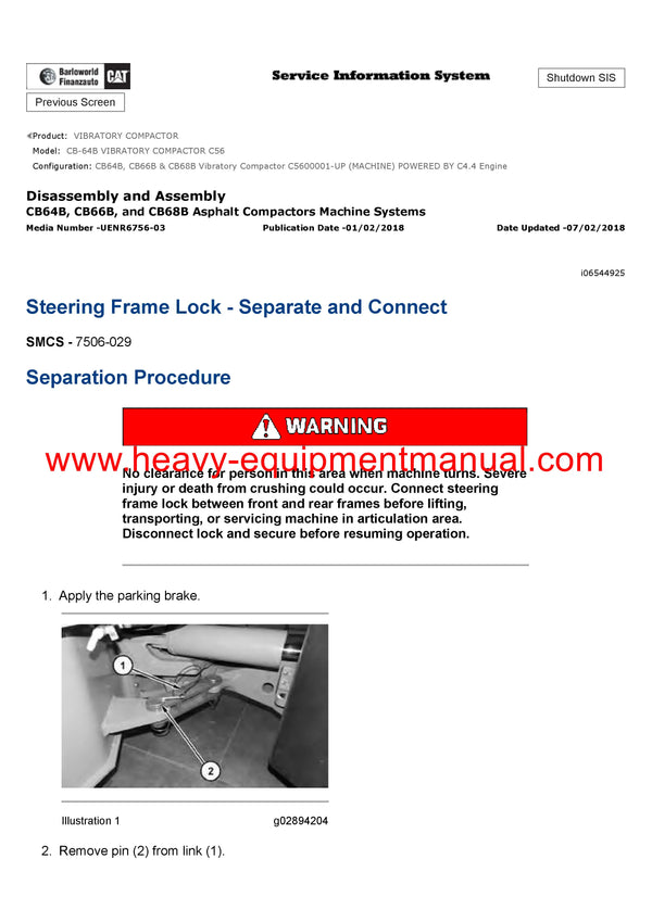 DOWNLOAD CATERPILLAR CB-64B VIBRATORY COMPACTOR SERVICE REPAIR MANUAL C56