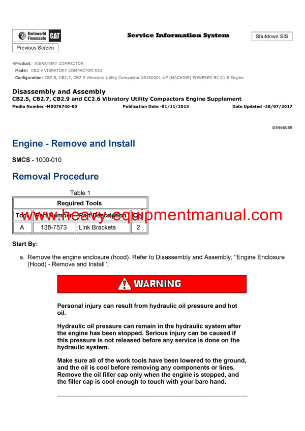 DOWNLOAD CATERPILLAR CB2.9 VIBRATORY COMPACTOR SERVICE REPAIR MANUAL XS3