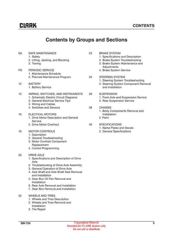 Clark CBX TRX FBX (SM-724) Tow Tractor Service Repair Manual - PDF Download