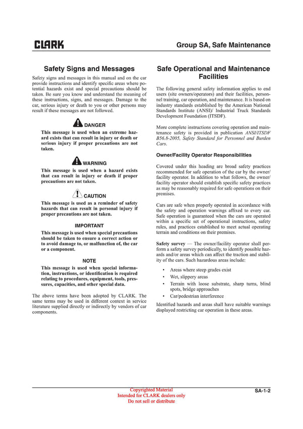 Clark CBX TRX FBX (SM-724) Tow Tractor Service Repair Manual - PDF Download