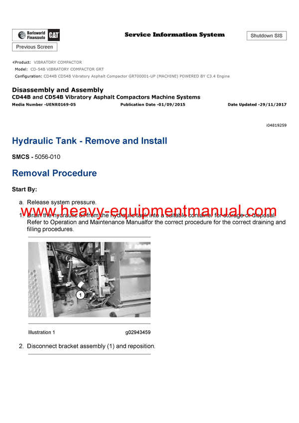 Download Caterpillar CD-54B VIBRATORY COMPACTOR Service Repair Manual GRT