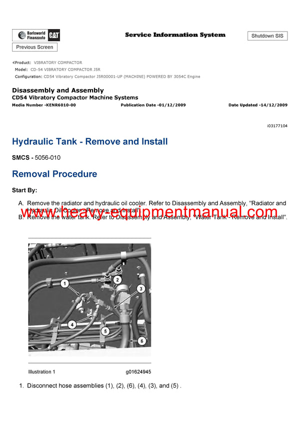 DOWNLOAD CATERPILLAR CD-54 VIBRATORY COMPACTOR SERVICE REPAIR MANUAL J5R