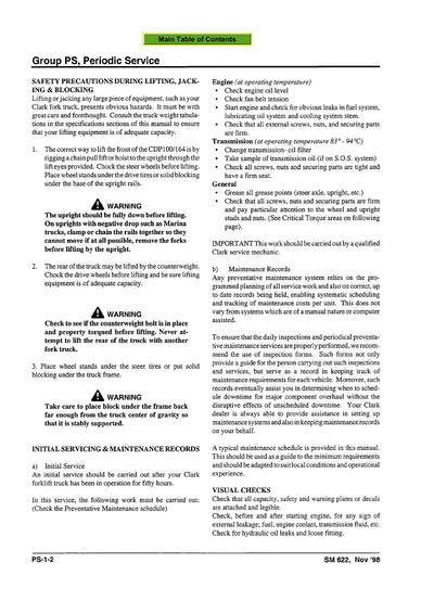 Clark CDP 100-164 (SM-622) Forklift Service Repair Manual - PDF Download