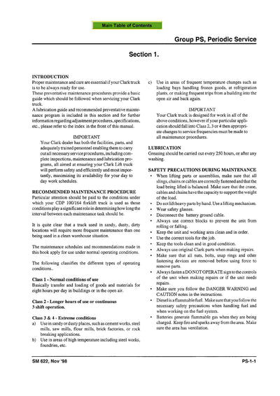 Clark CDP 100-164 (SM-622) Forklift Service Repair Manual - PDF Download