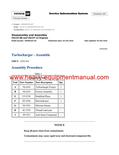 DOWNLOAD CATERPILLAR CG137-12 GENERATOR SET SERVICE REPAIR MANUAL SC2