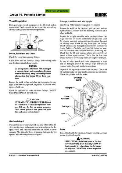 Clark CGC CGP 40-70 (SM-612.1) Forklift Service Repair Manual - PDF Download
