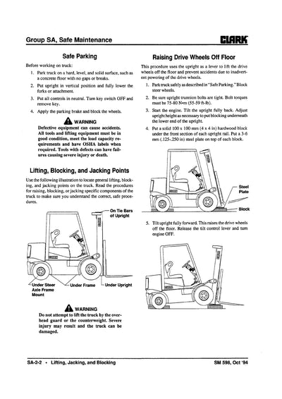Clark CGC CGP CDP 20-30 (SM-598S) Forklift Service Repair Manual - PDF Download