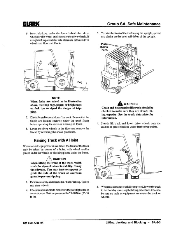 Clark CGC CGP CDP 20-30 (SM-598S) Forklift Service Repair Manual - PDF Download