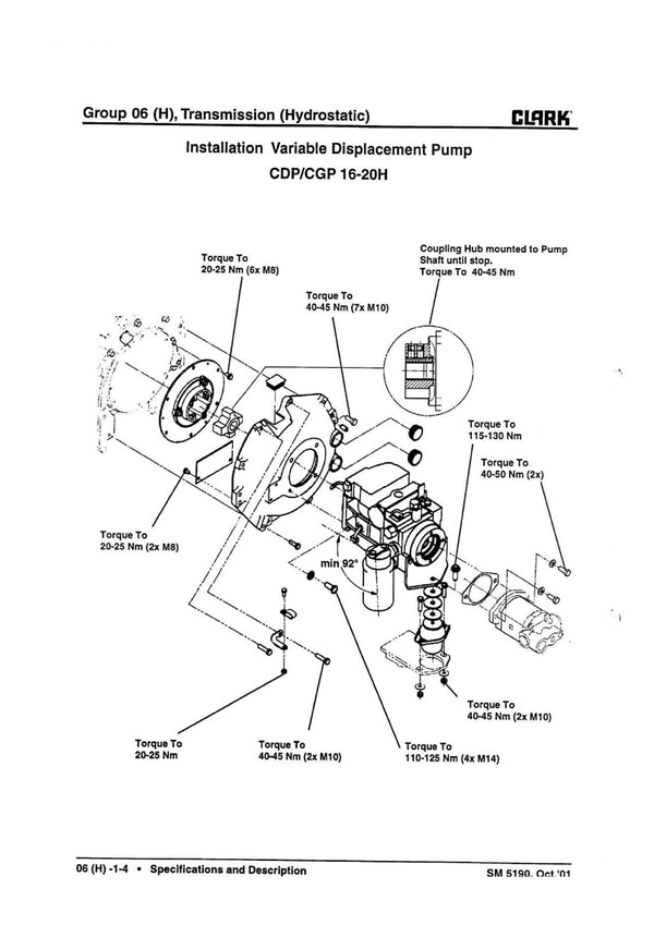 Clark CGP CDP 16-50H (SM-5190) Hydrostatic Transmission Service Manual - PDF Download