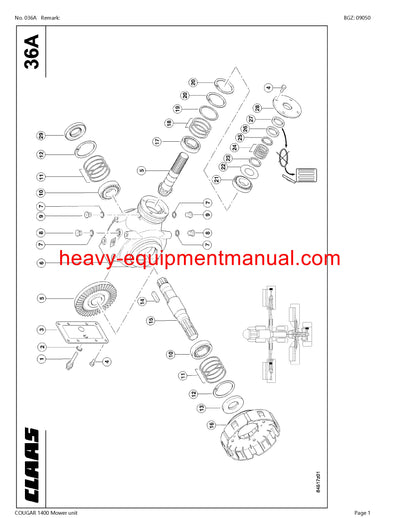 PDF Claas 1400 Cougar Mower Base Machine Parts Manual Download
