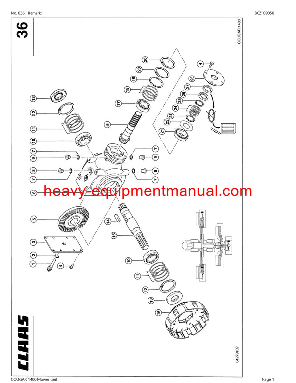 Download Claas Cougar 1400 Mower Base Machine Parts Manual PDF 