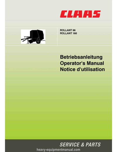 CLAAS 66 160 Rollant hay bailer Operator Manual