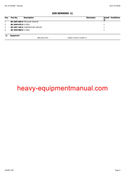Download Claas Avero 160 Combine Parts Manual PDF 45000011-45099999