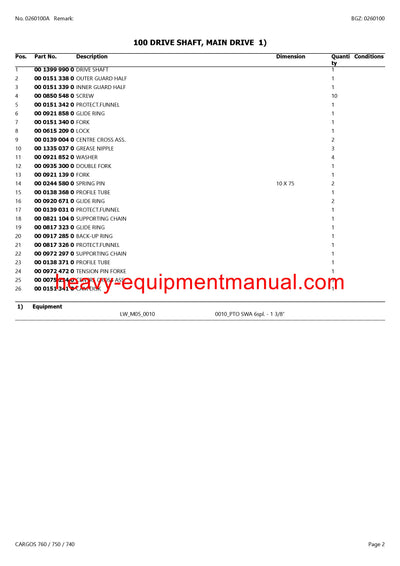 PDF Claas 760 750 740 Cargos Self Loading Wagon Parts Manual Download