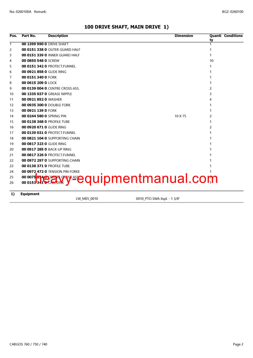 PDF Claas 760 750 740 Cargos Self Loading Wagon Parts Manual Download