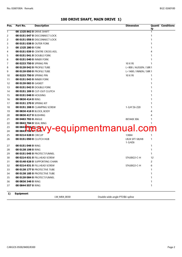 PDF Claas 8500 8400 8300 Cargos Self Loading Wagon Parts Manual Download 