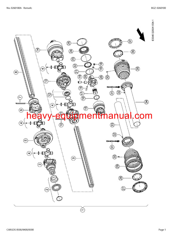 Download Claas Cargos 8500 8400 8300 Self Loading Wagon Parts Manual 99101001-99109999