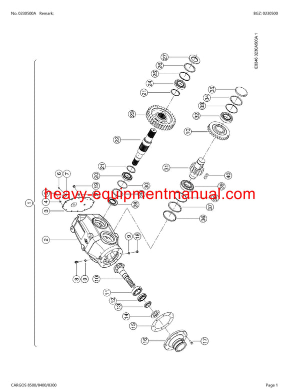 Download Claas Cargos 8500 8400 8300 Self Loading Wagon Parts Manual 99101001-99109999