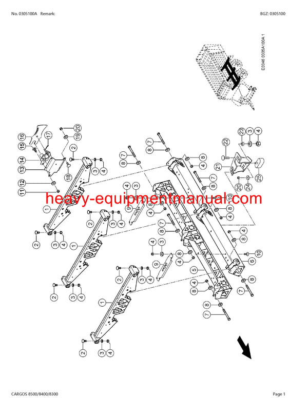 Download Claas Cargos 8500 8400 8300 Self Loading Wagon Parts Manual 99101001-99109999
