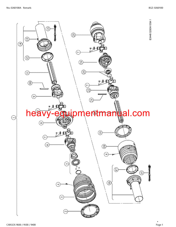 Download Claas Cargos 9600, 9500, 9400 Self Loading Wagon Parts Manual SN 99401001-99409999