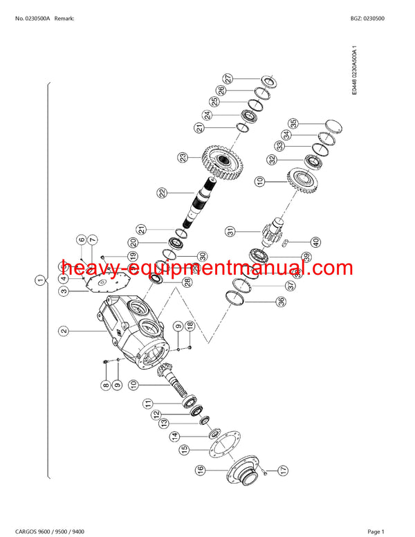 Download Claas Cargos 9600, 9500, 9400 Self Loading Wagon Parts Manual PDF 99001000-99009999