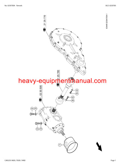 Claas 9600, 9500, 9400 Cargos Self Loading Wagon Parts Manual Download