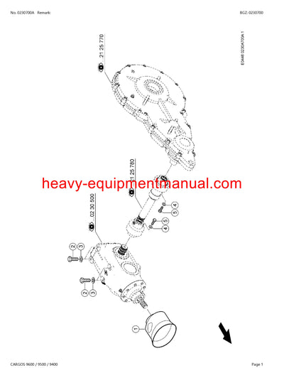 Download Claas Cargos 9600, 9500, 9400 Self Loading Wagon Parts Manual SN 99401001-99409999