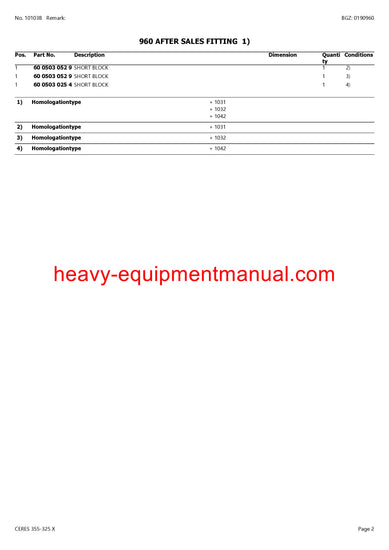 Download Claas Ceres 355-325 X Tractor Parts Catalog Manual PDF CT1010001-CT1010667