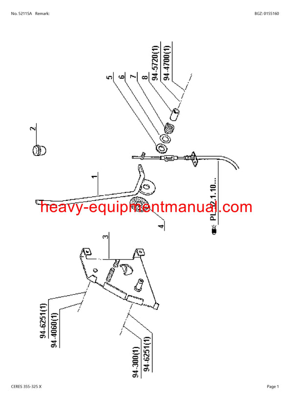 Download Claas Ceres 355-325 X Tractor Parts Catalog Manual PDF CT1010001-CT1010667