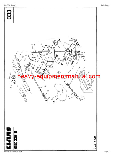 Download Claas Challenger 55-35 RC99 Tractor Parts Manual PDF SN 79302100 - 79399999